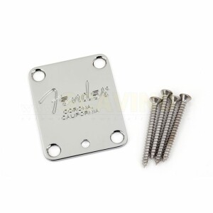 Fender 4-Bolt American Series Guitar Neck Plate with "Fender® Corona" Stamp (Chrome)