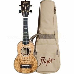 Flight DUS410 QA Ukulele Soprano legno Ash Quilted