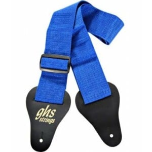 GHS NYLON GUITAR STRAP BLUE LEATHER ENDS