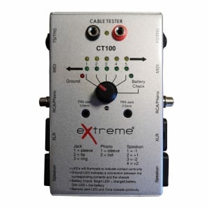 EXTREME CT100 TESTACAVI CABLE TESTER TESTA CAVI XLR JACK RCA SPEAKON MIDI TESTA CAVI AUDIO