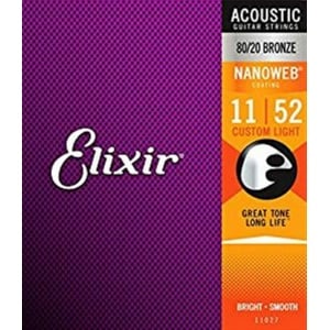 Elixir 11027 CUSTOM LIGHT 80/20 BRONZE NANOWEB CORDE 11/52