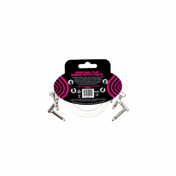 Ernie Ball 6386 Flat Ribbon Patch Cable White 30.48cm 3Pk