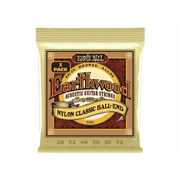 ERNIE BALL 3069 Earthwood Folk Nylon 28/42 - 3 PACK