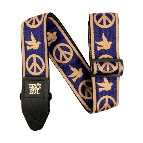 ERNIE BALL Tracolla Navy Blue and Beige Peace Love Dove Jacquard