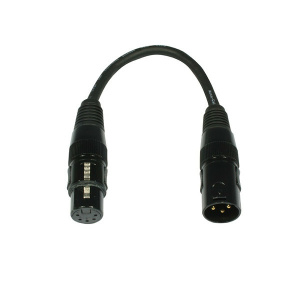 ACCU-CABLE DMXT3M5F ADAPTER CABLE DMX 3P MALE / 5P FEMALE 0.20M