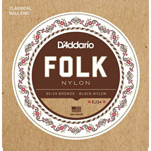 D'ADDARIO EJ34 FOLK NYLON 80/20 BRONZE BLACK