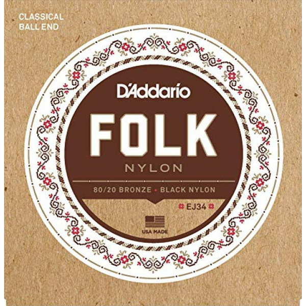 D'ADDARIO EJ34 FOLK NYLON 80/20 BRONZE BLACK