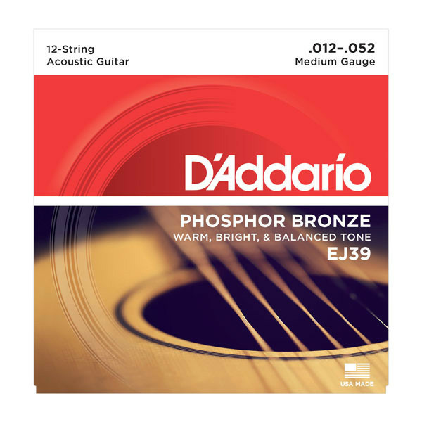 D'ADDARIO EJ39 PHOSPHOR BRONZE 12-STRING 12-52