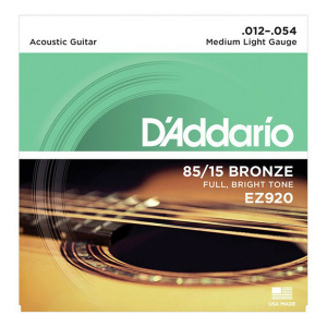 D'ADDARIO EZ920 IN BRONZO 85/15 PER CHITARRA ACUSTICA MEDIUM LIGHT 12-54