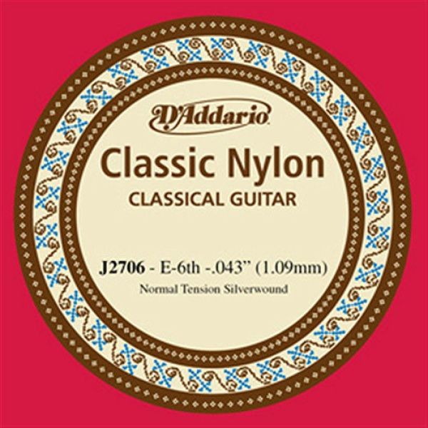 D'ADDARIO J2706 CORDA SINGOLA NYLON MI Basso (E6)