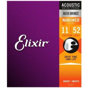 ELIXIR 11027 NANOWEB 11/52 BRONZE CUSTOM LIGHT ACOUSTIC