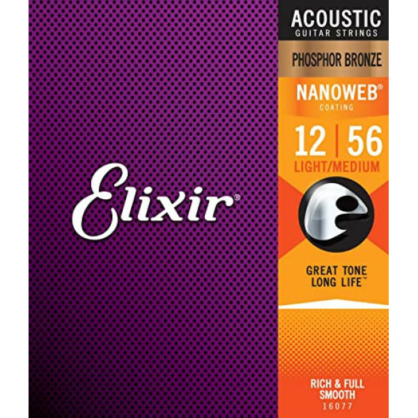 ELIXIR 16077 NANOWEB 12/56 PHOSPHOR BRONZE LIGHT MEDIUM