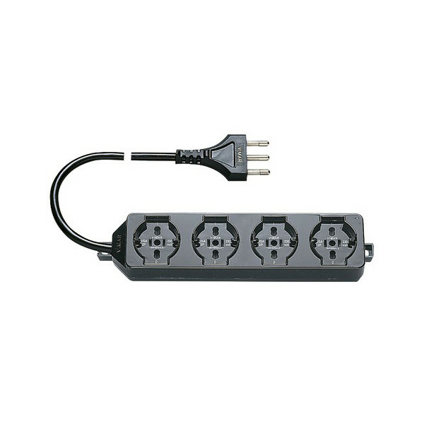 VIMAR 01292N PRESA MULTIPLA UNIVERSALE 4 USCITE CON CAVO NERA