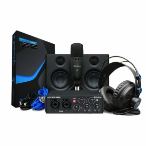 PreSonus AudioBox 96 Black 25th Anniversary Studio Bundle Ultimate Kit per la Registrazione/Podcast con Interfaccia Audio Microfono Monitor e Cuffie