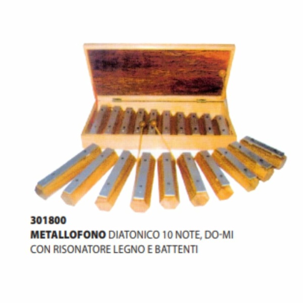 METALLOFONO 10 NOTE Do-Mi con cassa in legno