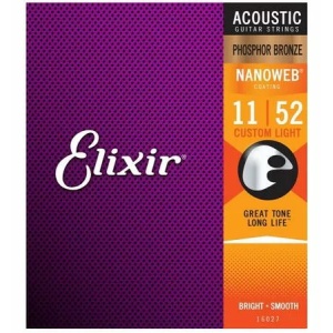 ELIXIR 16027 NANOWEB 11/52 PHOSPHOR BRONZE CUSTOM LIGHT