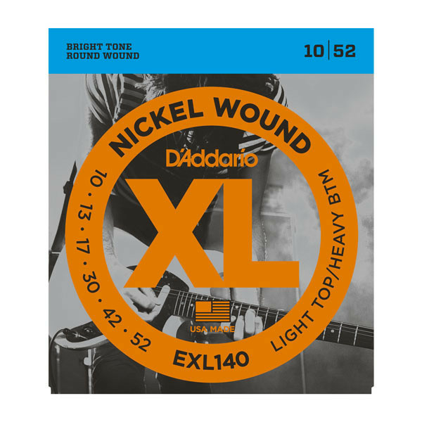 D'ADDARIO EXL140 NICKEL WOUND LIGHT TOP/HEAVY BOTTOM 10-52