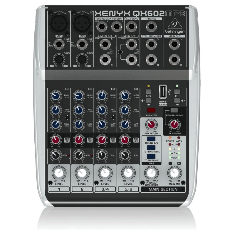 Behringer Xenyx QX602 MP3 Mixer 6 Ingressi con Preamplificatori Xenyx Lettore MP3 e Multieffetti