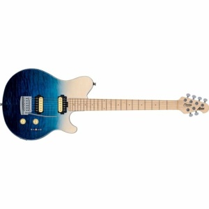 STERLING BY MUSIC MAN AXIS 3 QUILTED MAPLE SPECTRUM BLUE