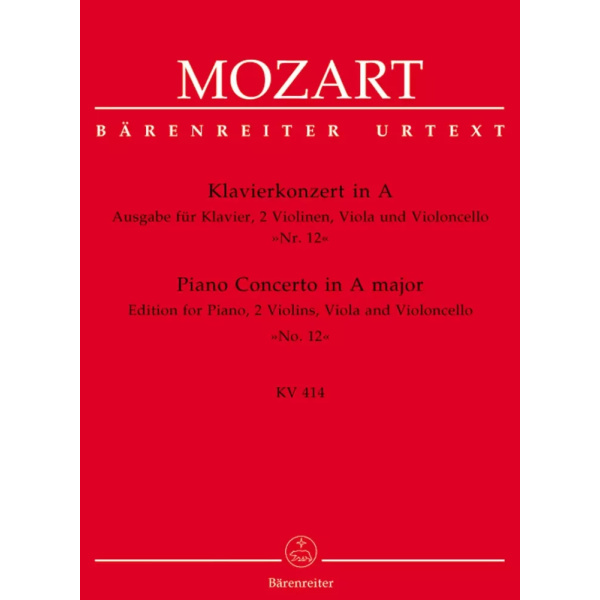 MOZART - CONCERTO N.12 LA MAGGIORE KV414 - VERSIONE PIANO - 2 VIOLINI - VIOLA E VIOLONCELLO
