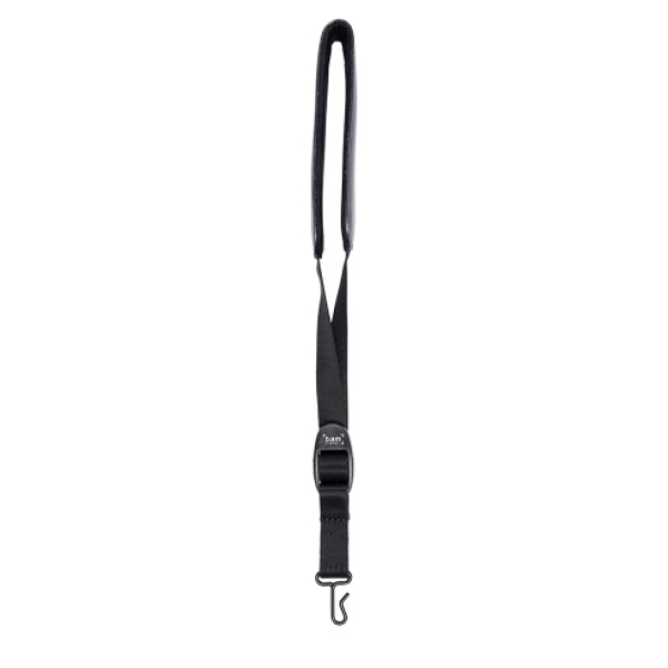 BAM ITALIA ST-0034 TRACOLLA IN PELLE IMBOTTITA PER STRUMENTI A FIATO - GANCIO IN METALLO - NOIR