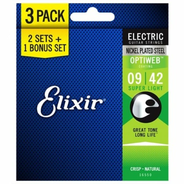 ELIXIR 16550 SET 3X19002 SUPER LIGHT 9-42 ELECTRIC