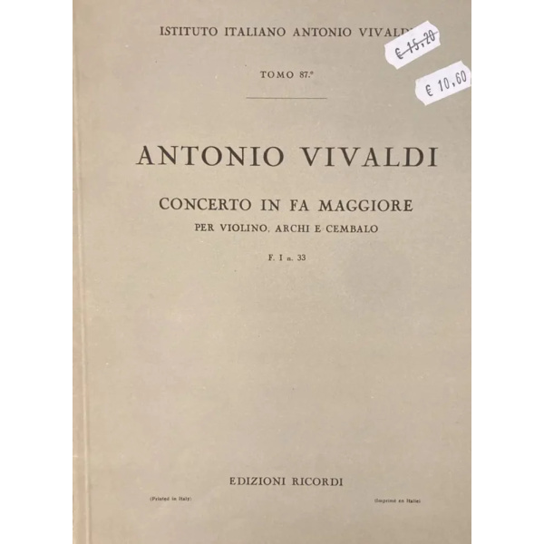 VIVALDI - Concerto in FA Maggiore  F. I n. 33 RV 282