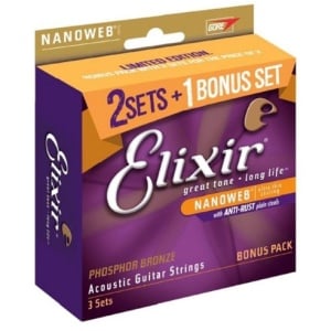 ELIXIR 16544 SET TRE MUTE 16027 PHOSPHOR BRONZE LIGHT 11-52 ACOUSTIC
