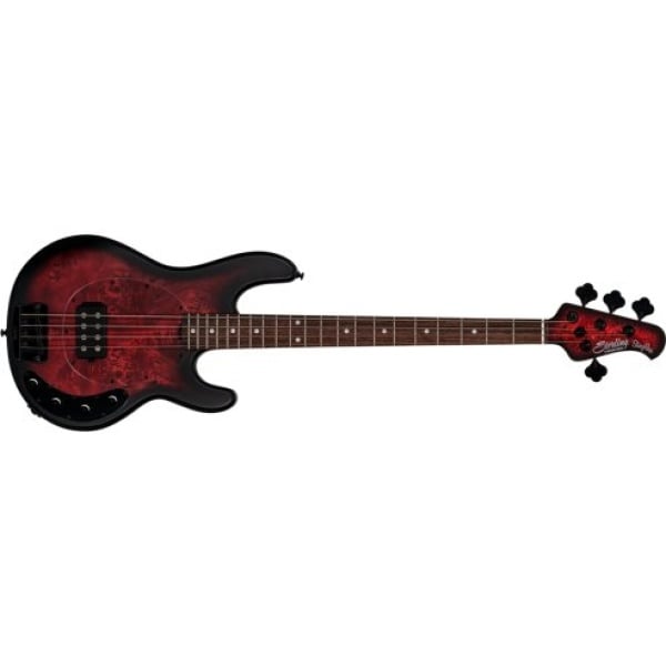 STERLING BY MUSIC MAN STINGRAY 34 DARK SCARLET BURST SATIN