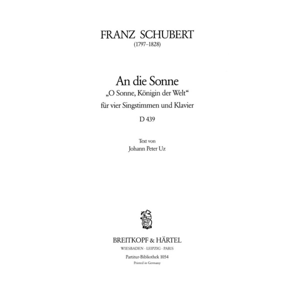 SCHUBERT - An die Sonne D 439