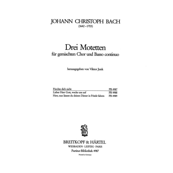 BACH CRISTOPH - 3 Motets
