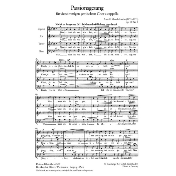 MENDELSSOHN - Passion Song Op. 90/1