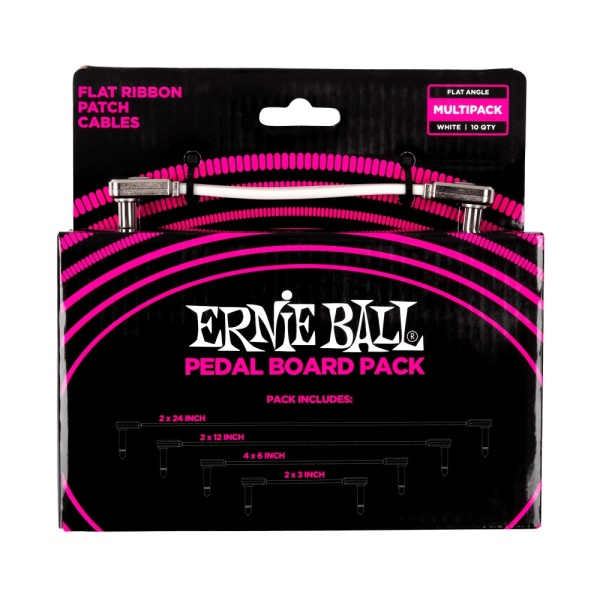 ERNIE BALL FLAT RIBBON PATCH CABLES PEDALBOARD MULTIPACK WHITE
