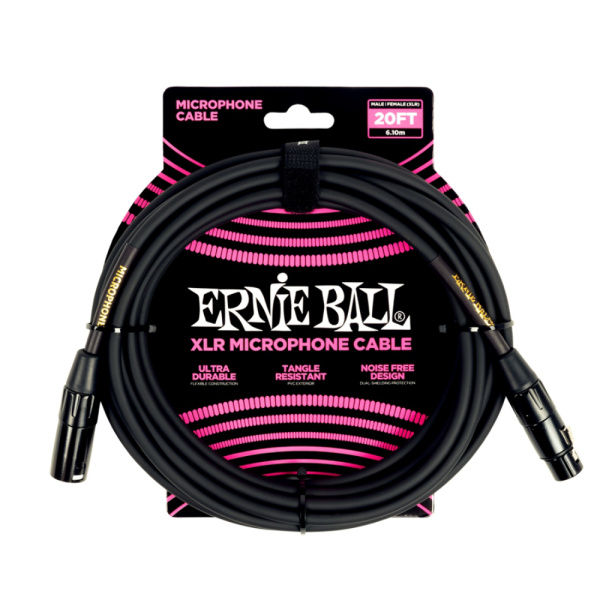 ERNIE BALL CLASSIC XLR MICROPHONE CABLE MALE/FEMALE 6M BLACK
