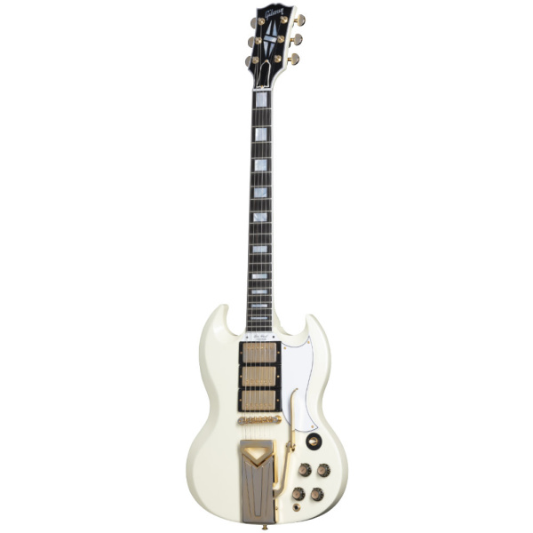 GIBSON 60TH ANNIVERSARY 1961 LES PAUL SG CUSTOM W/SIDEWAYS VIBROLA VOS POLARIS WHITE (CUSTOM SHOP)