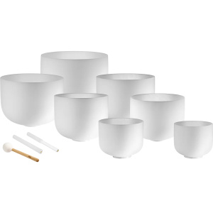 MEINL SONIC ENERGY 7-PIECE WHITE-FROSTED CRYSTAL SINGING BOWLS CSBSETCHA