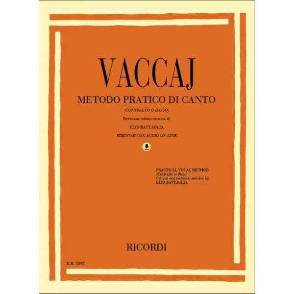 VACCAJ - Metodo pratico di canto - Contralto o Basso