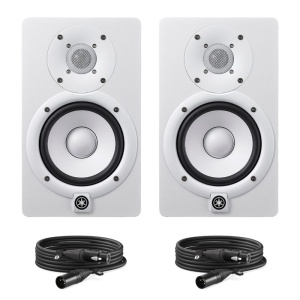 Yamaha HS5W Risparmio 2 Coppia di Monitor da Studio con 2 Cavi XLR-XLR Bianco