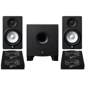 Yamaha HS5 Risparmio 4 Coppia di Monitor da Studio con 4 Cavi XLR-XLR e Pad Isolanti Subwoofer Nero