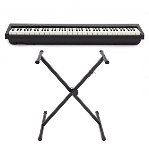 Roland FP30X BK Stand Bundle Pianoforte Digitale Portatile 88 Tasti con Supporto a X