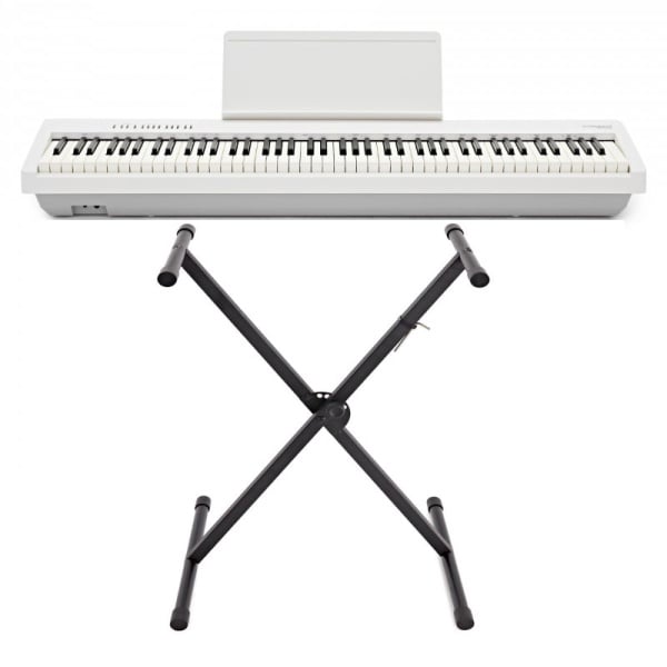 Roland FP30X WH Stand Bundle Pianoforte Digitale Portatile 88 Tasti Bianco con Supporto a X