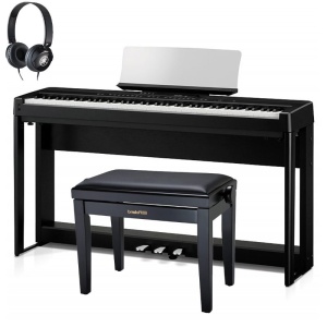 Kawai ES920B Deluxe Bundle Pianoforte Digitale Nero con Supporto Pedaliera Panca e Cuffie