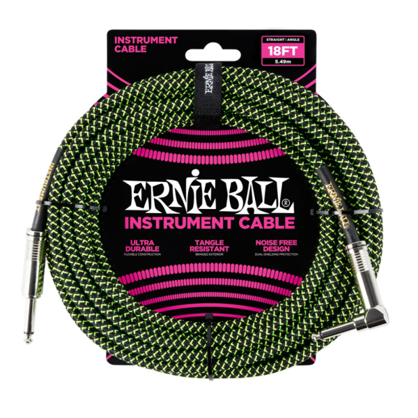 ERNIE BALL BRAIDED INSTRUMENT CABLE STRAIGHT/ANGLE 5