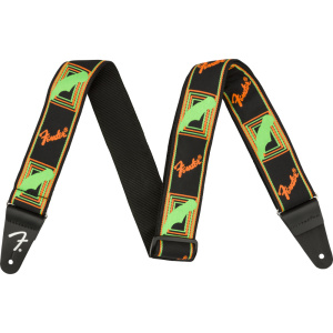 FENDER MONOGRAMMED STRAPS GREEN AND ORANGE 2"