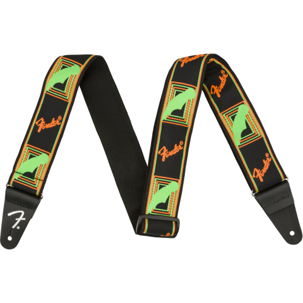 FENDER MONOGRAMMED STRAPS GREEN AND ORANGE 2"