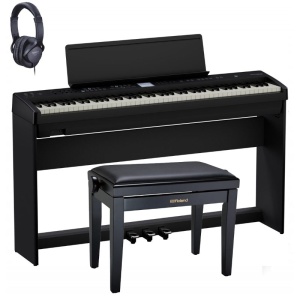 Roland FPE50BK Deluxe Bundle Pianoforte Digitale Portatile 88 Tasti con Supporto Pedaliera Panca e Cuffia