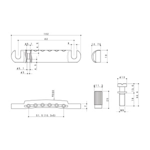 Gotoh GE101Z-GG Stop Tailpiece 6 Corde Gold Stop Tailpiece 6 Corde Gold