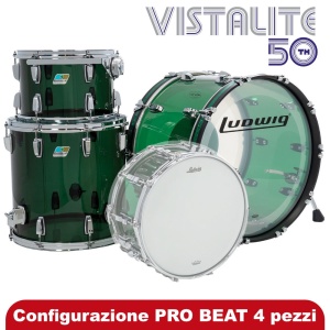 LUDWIG VISTALITE 50th ANNIVERSARY - L94433LX GREEN BATTERIA